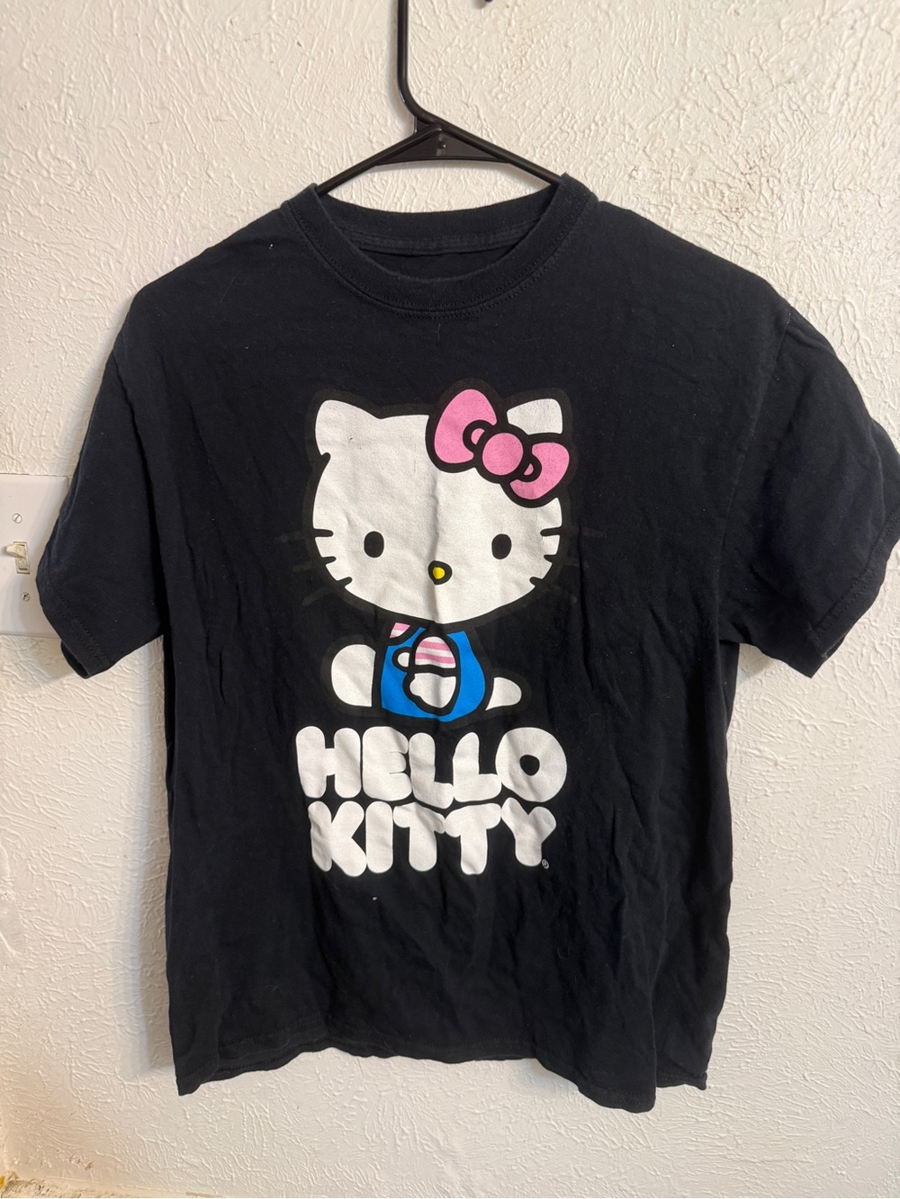 Hello Kitty Black Tee with Pink Bow and Blue Outfit